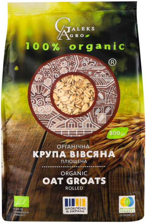 Крупа вівсяна Galeks Agro плющена органічна 800г