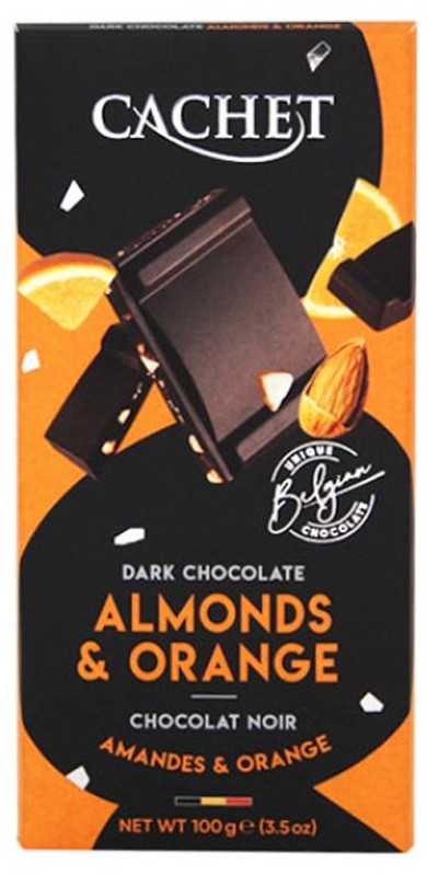 Шоколад черный Cachet Миндаль и Апельсин 57% 300 г