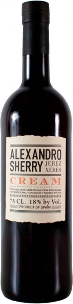 Вино Херес Alexandro Cream белое сладкое 18% 0.75 л