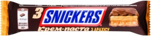 Батончик Snickers с крем-пастой из арахиса с жареным арахисом и карамелью покрытый молочным шоколадом 3*18 25г