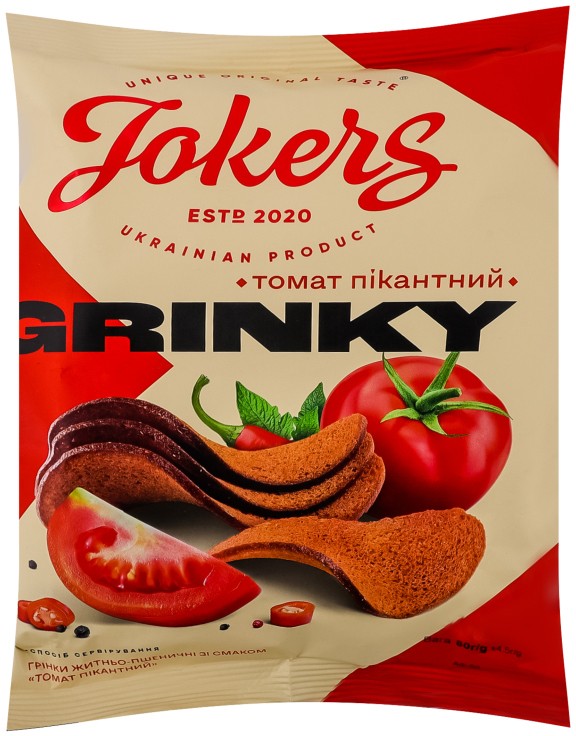 Грінки житньо-пшеничні Jokers Томат пікантний 80г