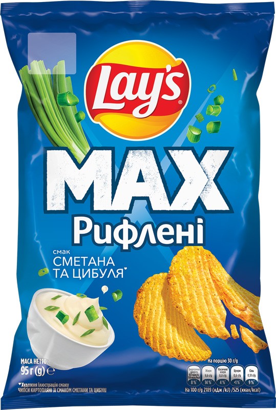 Чипсы Lay's Max Сметана и лук рифленые 95г