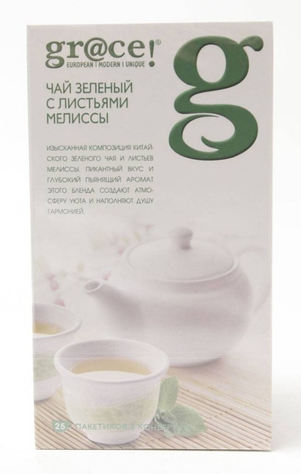 Чай Grace Зеленый с листьями мелиссы 25 пак по 1,5 г