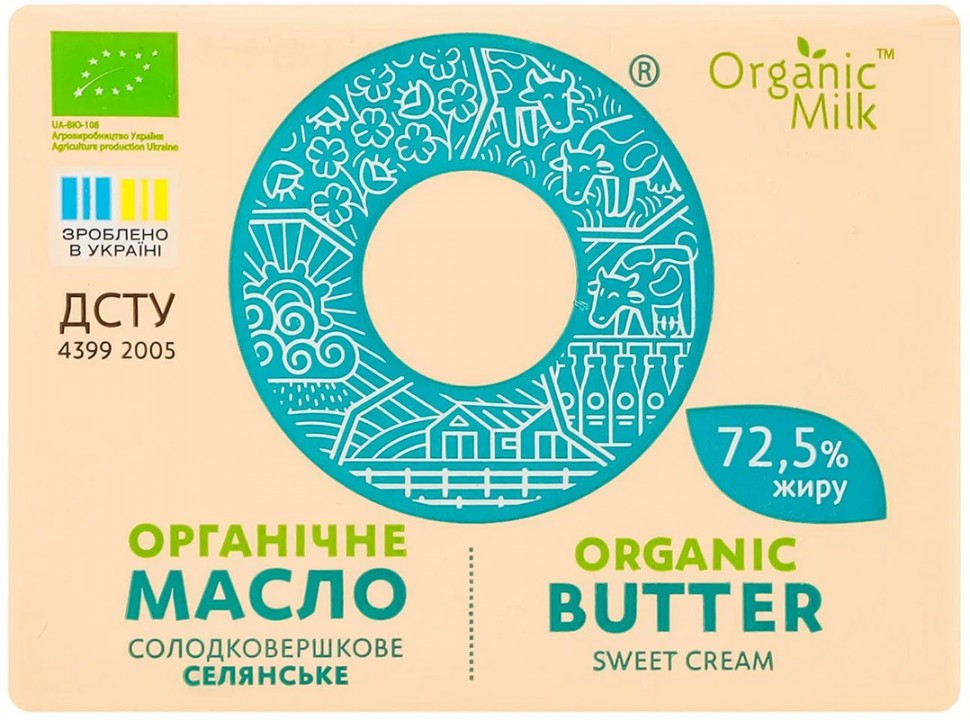 Масло Organic Milk Крестьянское сладкосливочное органическое 72.5% 180г