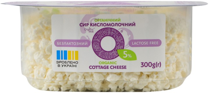 Сир кисломолочний Organic Milk органічний безлактозний 5% 300г