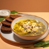 Борщ зелений з телятиною