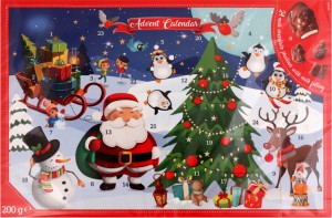 Рождественский Адвент календарь с шоколадным пралине в ассортименте 200 г