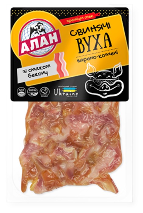 Вуха свинячі Алан зі смаком бекону в/к 