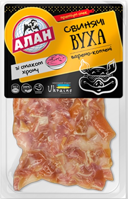 Вуха свинячі Алан зі смаком хрону в/к 