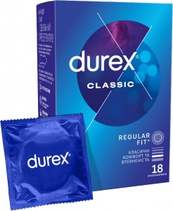 Презервативы латексные Durex Classic с силиконовой смазкой классические 18 штук