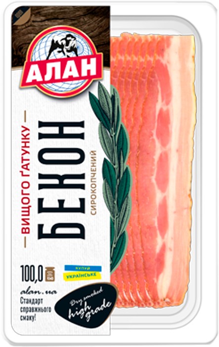 Бекон Алан с/к в/с нарезка 100 г