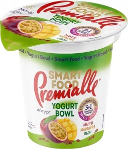 Йогурт Premialle Smart food Yogurt bowl Манго-маракуйя-лен 2.8% 240г