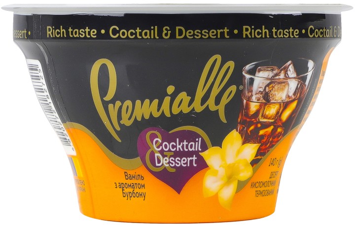 Десерт Premialle Соcktail&Dessert Ваниль с ароматом бурбона кисломолочный с наполнителем 9% 140г