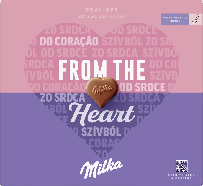 Конфеты Milka с кремово-клубничной начинкой в молочном шоколаде 110 г