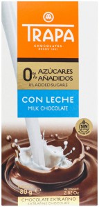 Шоколад Trapa молочный без сахара 80г