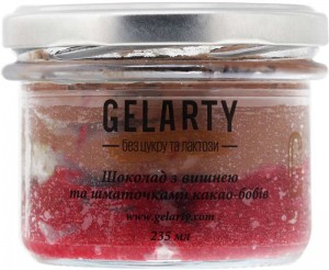 Морозиво Gelarty без лактози та цукру 5% Шоколад з вишнею та шматочками какао-бобів 235 мл