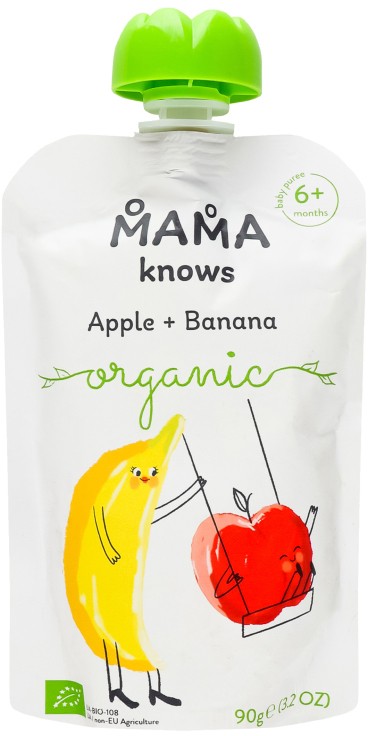 Пюре Mama knows для дітей від 6-ти міс органічне яблучно-бананове 90г