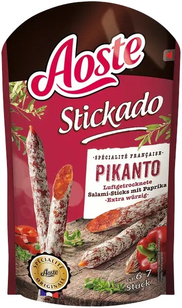 Колбаски Aoste сухие острые с копченым вкусом 70 г