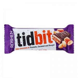 Шоколад Рошен молочний з нугою і м?якою карамеллю з арахісом 50 г.