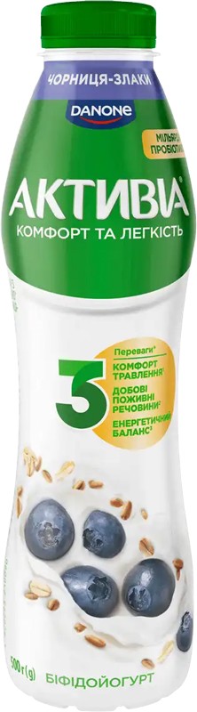 Йогурт Активiа Черника и злаки 1,2% 500 г