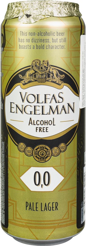 Пиво Volfas Engelman Lager безалкогольное светлое 0,568 л