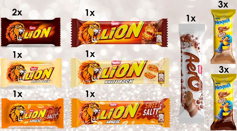 Новогодний подарочный набор конфет Nestle Lion Nesquik Aero Медведь 339 г