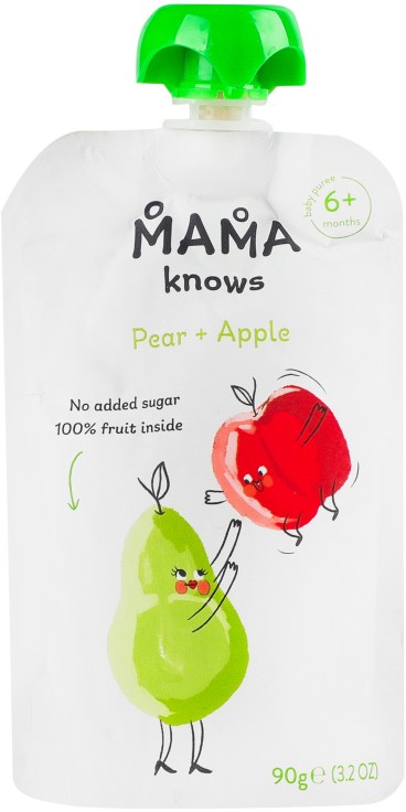 Пюре Mama knows для дітей від 6-ти міс з груш і яблук без цукру 90г