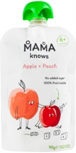 Пюре Mama knows для дітей від 6-ти міс яблучно-персикове 90г