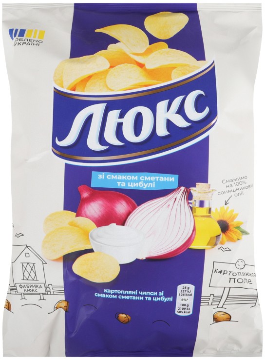 Чипсы Люкс Сметана и лук картофельные 125г