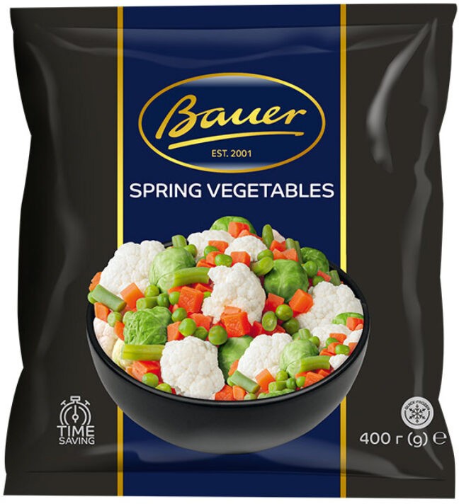 Суміш овочева Bauer Spring vegetables швидкозаморожена 400г
