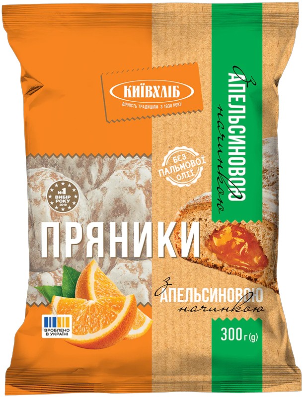 Пряники Київхліб Фруктовый сад с апельсиновой начинкой 300 г
