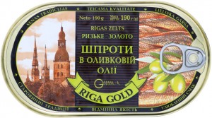 Шпроты Рижское золото в оливковом масле 190 г ключ