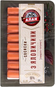 Сосиски Алан з яловичини 300г