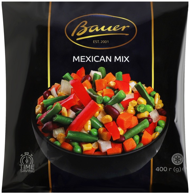 Смесь овощная Bauer Mexican mix быстрозамороженная 400г