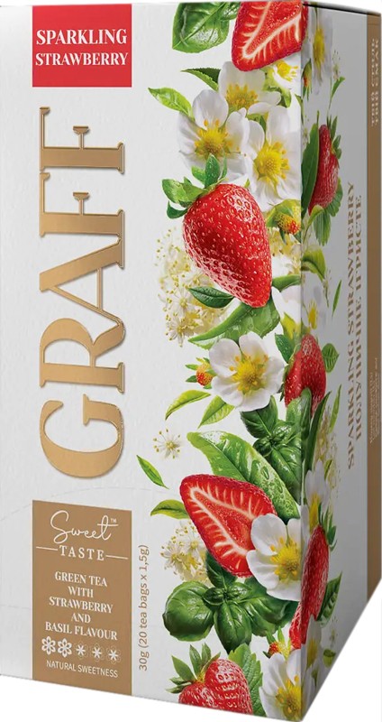Чай зелений Graff Sparkling Strawberry з ароматом полуниці та базиліка 20 пак.