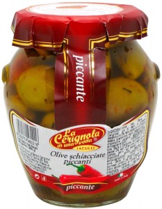 Оливки La Cerignola пряные сплющенные 314мл