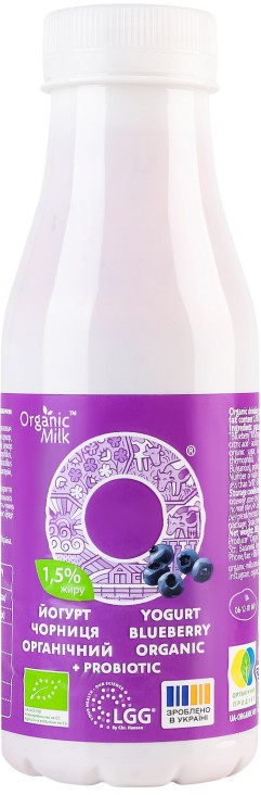 Йогурт Organic Milk Чорниця питний органічний 1.5% 280г