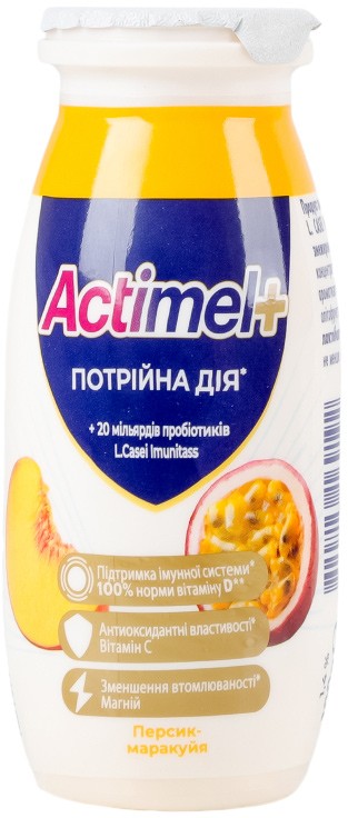 Продукт кисломолочний Actimel+ Персик-маракуйя 1.4% 100 г