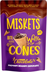Міні-ріжки Miskets вафельні з чорним шоколадом 70 г 