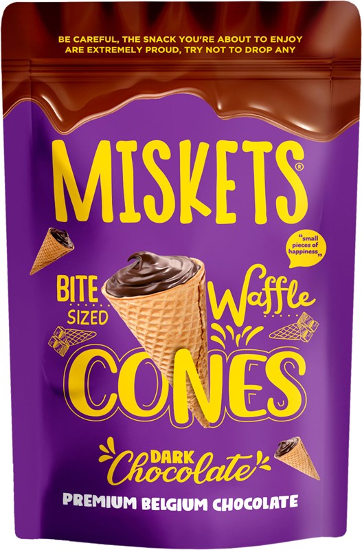 Міні-ріжки Miskets вафельні з чорним шоколадом 70 г 