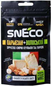 Сир сушений мікс snEco Пармезан+Волоський горіх 20 г