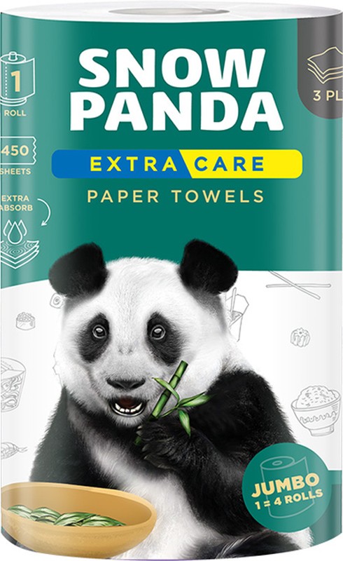 Паперові рушники Snow Panda Extra Care 3 шари 450 аркушів 1 рулон