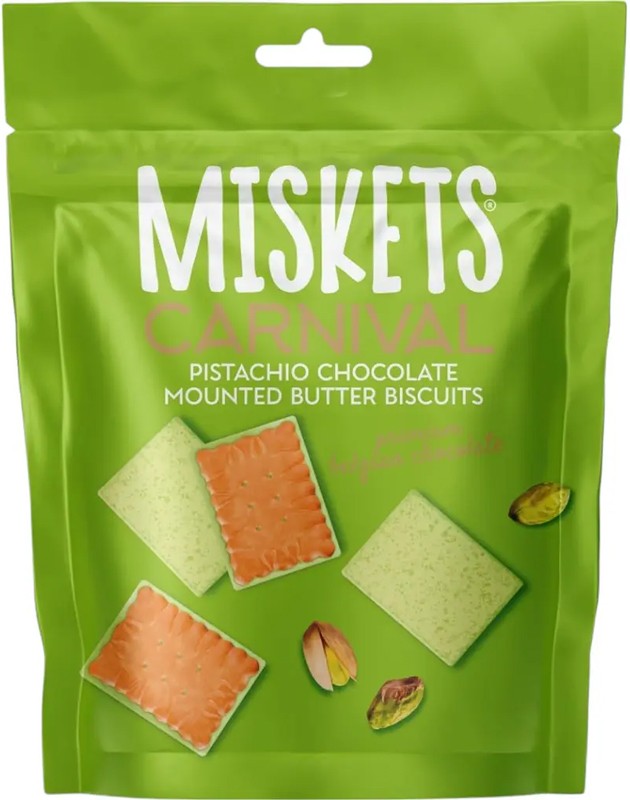 Печенье Miskets в белом шоколаде со вкусом фисташек 50 г