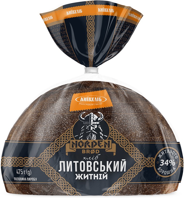 Хлеб Київхліб  Литовский ржаной нарезанный ломтиками 475 г