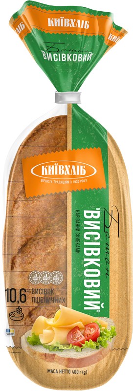 Батон Київхліб Отрубной нарезанный ломтиками 400 г