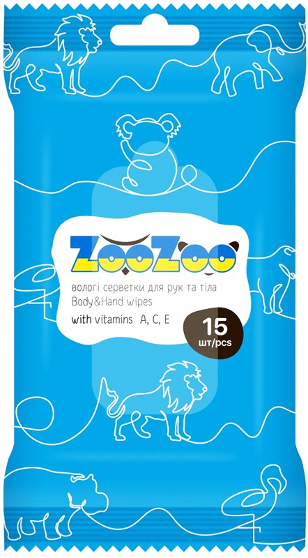 Вологі серветки ZooZoo для рук і тіла 15 шт/уп