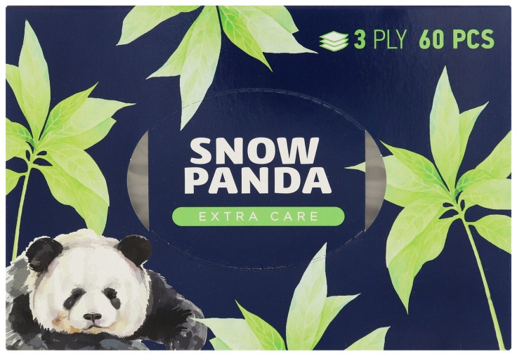 Салфетки Snow Panda Extra Care белые 3 слоя 60 шт