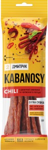 Кабаносы Дмитрук Kabanosy Chili из свинины с перцем чили варёно-копчёные 80г