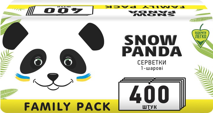 Салфетки Snow Panda 24х24 см 1-слойные 400 шт