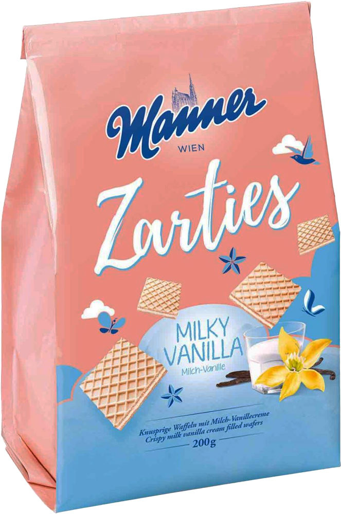 Вафли Manner Zarties с ванильно-молочным кремом 200г